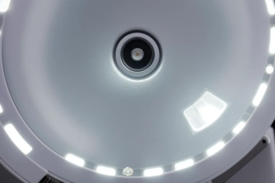 Nahaufnahme eines LED-Videolichts mit Softbox-Diffusor für weiches Licht in der Video-Produktion für Online-Kurse