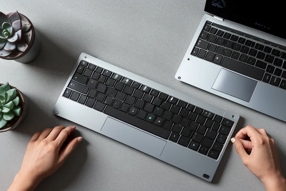 Hände am Laptop beim Einrichten eines Mitgliederbereichs mit Mentortools für das Coaching Business