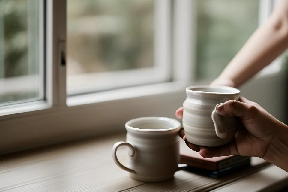Teetasse neben Laptop mit übersichtlichem Coachy-Dashboard für den Online-Kurs